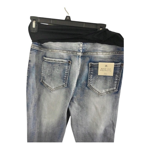 Blue washed faded look boot cut body shaping maternity jeans size large new - Picture 7 of 8